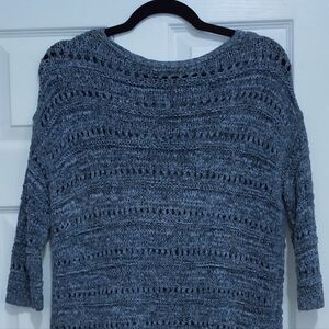 J. Jill Textured Blue Crew Neck Sweater